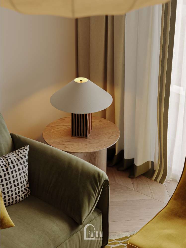 Thiết kế nội thất phòng khách Lumière Evergreen kết hợp hài hòa nét hiện đại và Retro